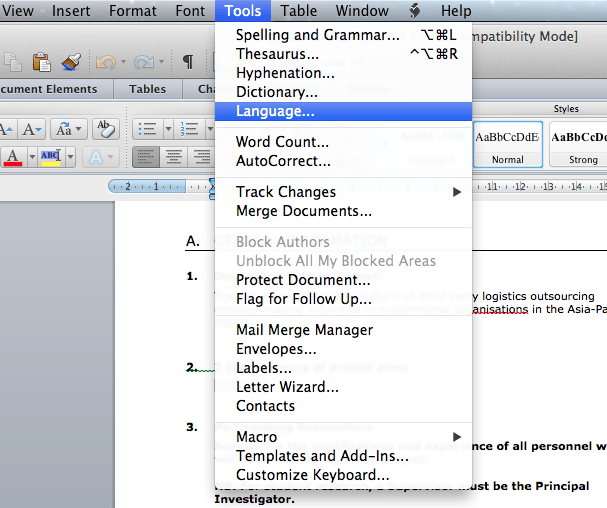 block text in word for mac